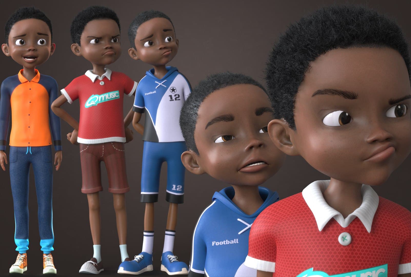 Stylized African cartoon boy