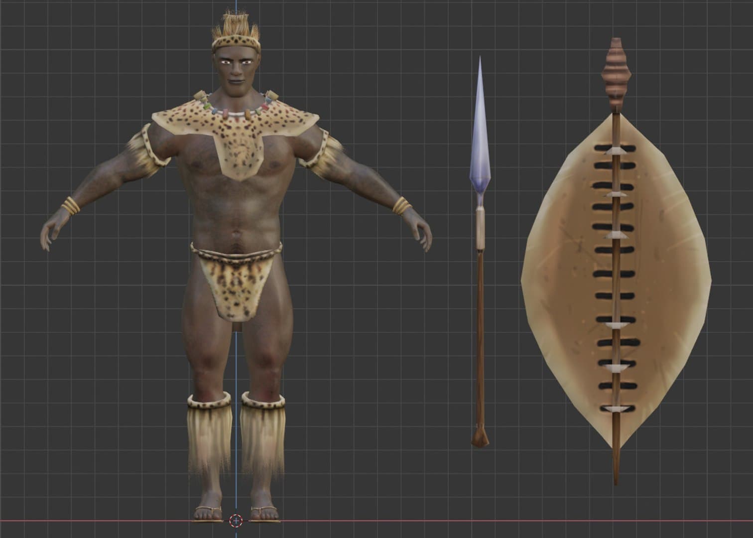 African digital artist showcase - Shaka Zulu character